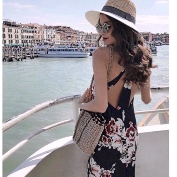 Zara Frilled Camisole Floral Slip Black dress S NWT BLOGGER'S FAVORITE - Picture 1 of 11